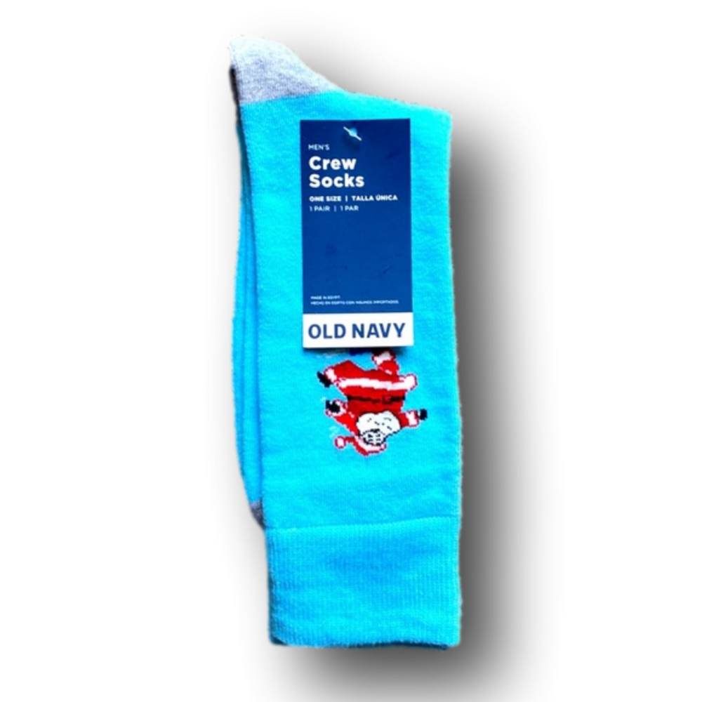 3/$18 Santa Riding Skateboard Christmas Holiday Funny Crew Socks - Brand New